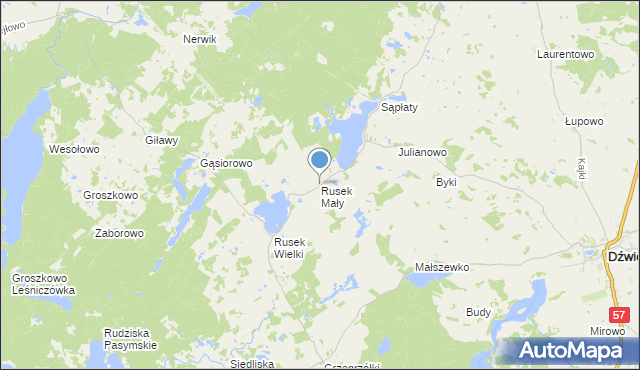 mapa Rusek Mały, Rusek Mały na mapie Targeo